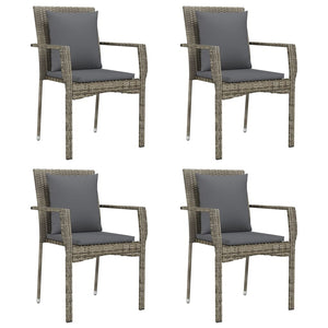 Set da Pranzo Giardino 5pz Nero e Grigio con Cuscini Polyrattan 3185114