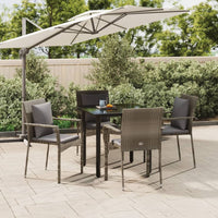 Set da Pranzo Giardino 5pz Nero e Grigio con Cuscini Polyrattan 3185114