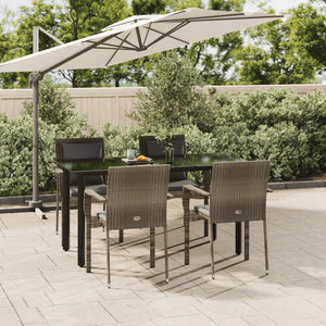 Set da Pranzo Giardino 5pz Nero e Grigio con Cuscini Polyrattancod mxl 124403