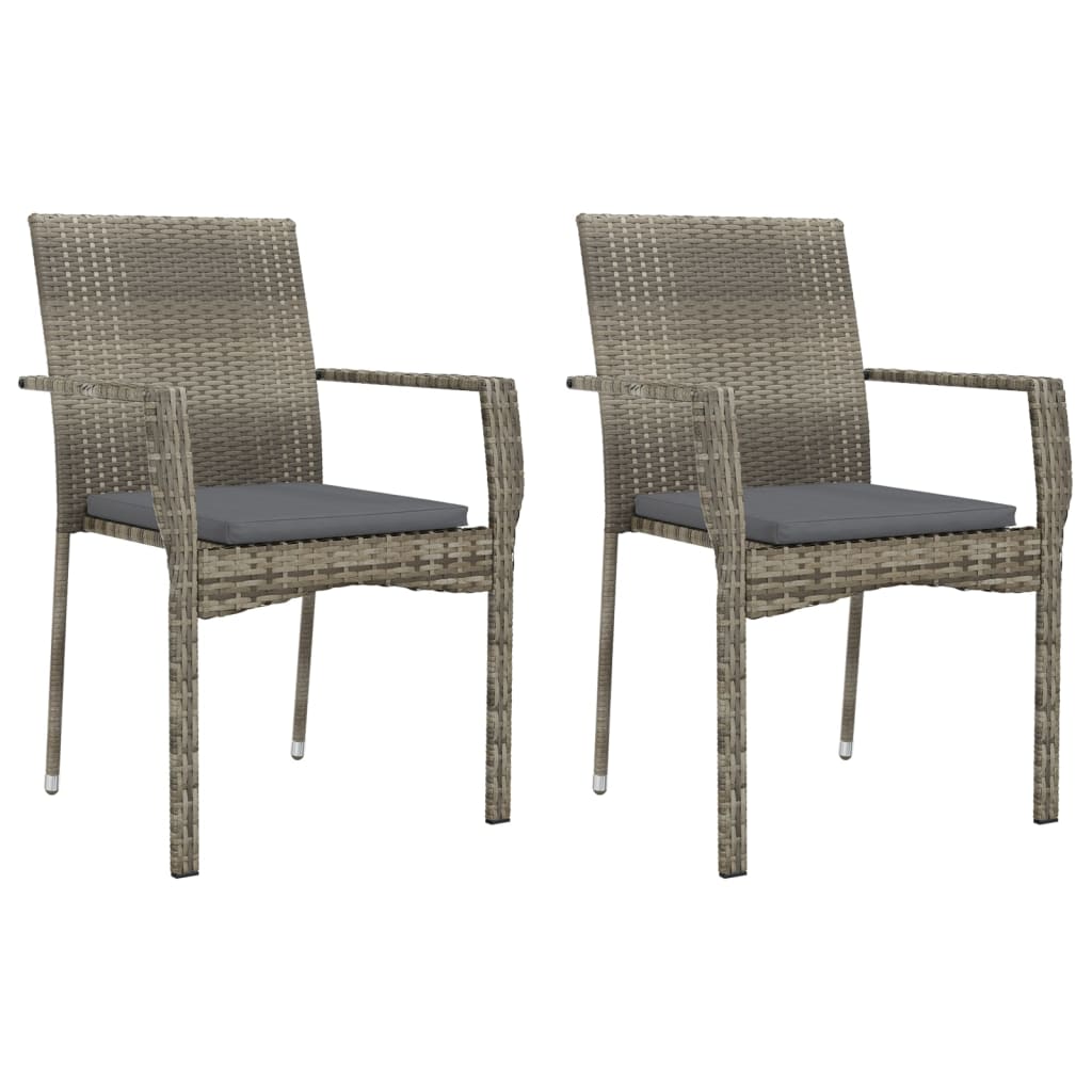 Set Salotto Giardino 3 pz con Cuscini Nero e Grigio Polyrattan 3185125