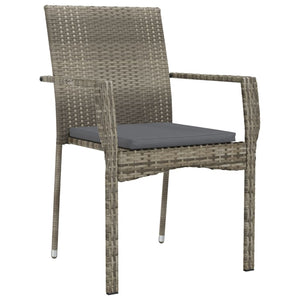 Set Salotto Giardino 3 pz con Cuscini Nero e Grigio Polyrattan 3185125