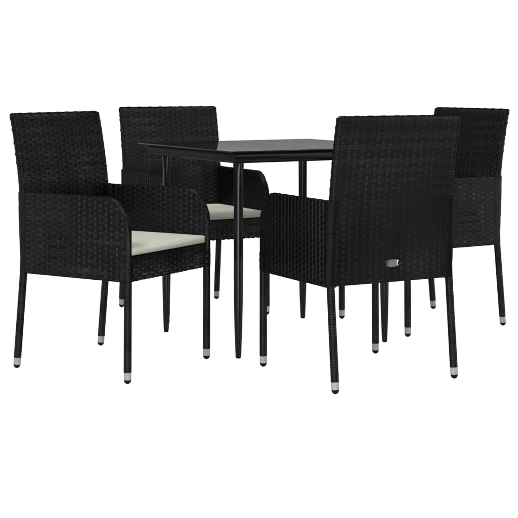 Set da Pranzo da Giardino 5 pz Nero con Cuscini in Polyrattancod mxl 76468