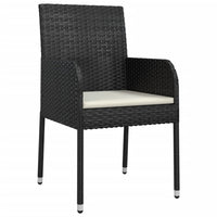 Set da Pranzo da Giardino 9 pz con Cuscini Nero in Polyrattan 3185147