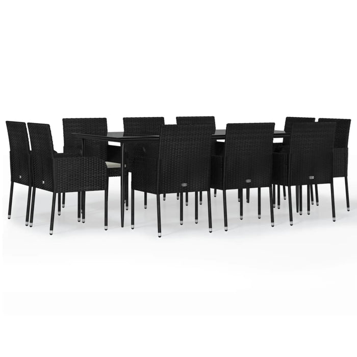 Set da Pranzo da Giardino 11 pz con Cuscini in Polyrattan Nero 3185148