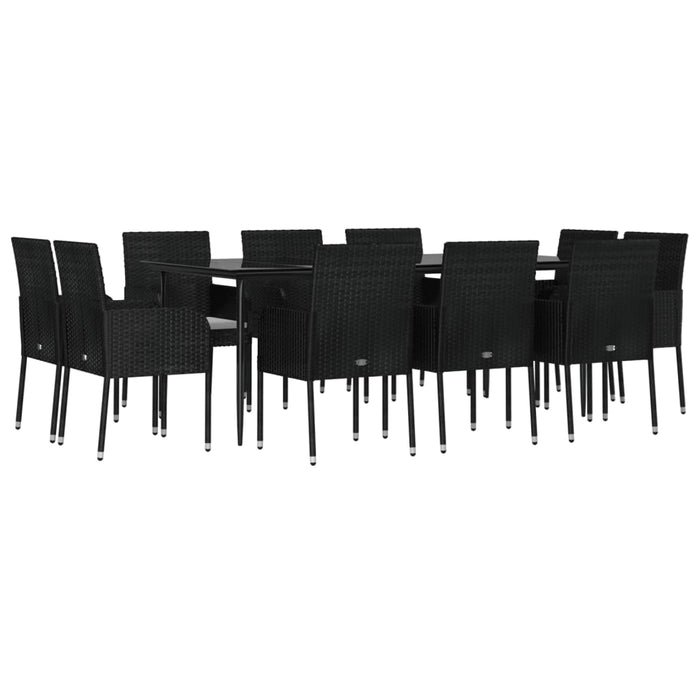 Set da Pranzo da Giardino 11 pz con Cuscini in Polyrattan Nero 3185148