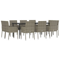 Set Mobili Giardino 11 pz con Cuscini Polyrattan Nero e Grigio 3185154