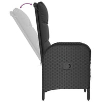 Set da Pranzo da Giardino 5 pz Nero con Cuscini in Polyrattan 3185188