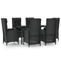 Set da Pranzo da Giardino 7 pz Nero con Cuscini in Polyrattancod mxl 76482