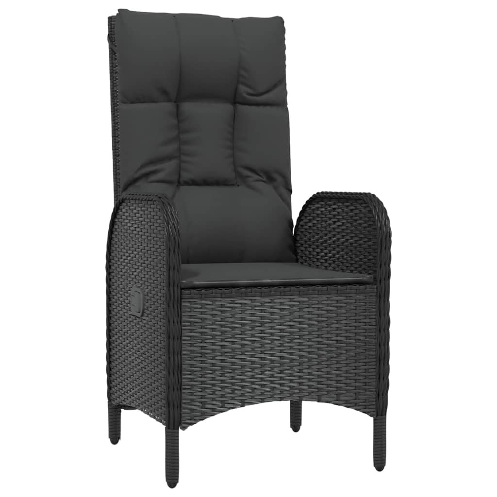 Set da Pranzo da Giardino 9 pz con Cuscini Nero in Polyrattan 3185196