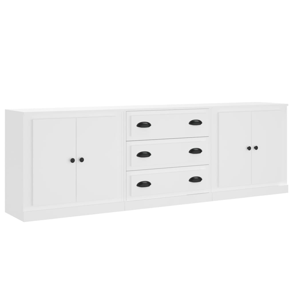 Credenze 3 pz Bianco in Legno Multistrato 3185215