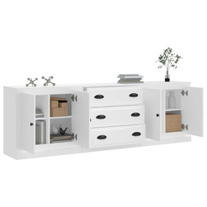 Credenze 3 pz Bianco in Legno Multistrato 3185215