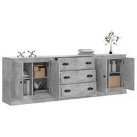 Credenze 3 pz Grigio Cemento in Legno Multistrato 3185219