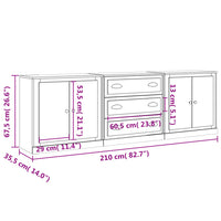 Credenze 3 pz Grigio Cemento in Legno Multistrato 3185219