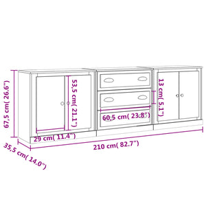 Credenze 3 pz Rovere Marrone in Legno Multistrato 3185222