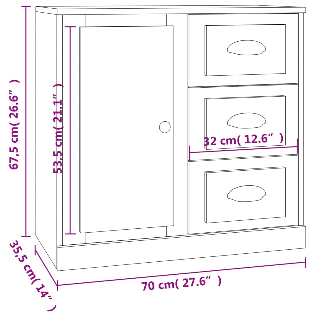 Credenze 2 pz Nere in Legno Multistrato 3185224