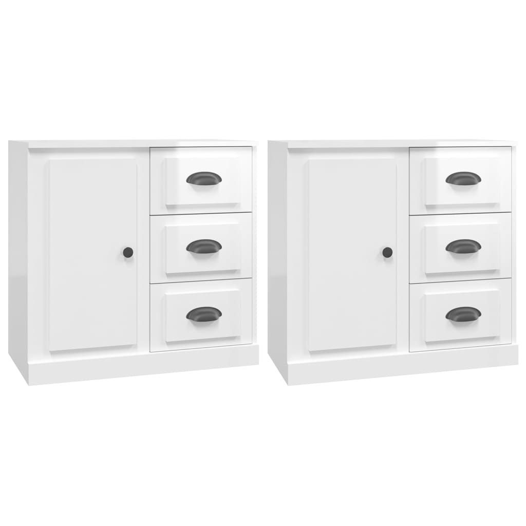 Credenze 2 pz Bianco Lucido in Legno Multistrato 3185225