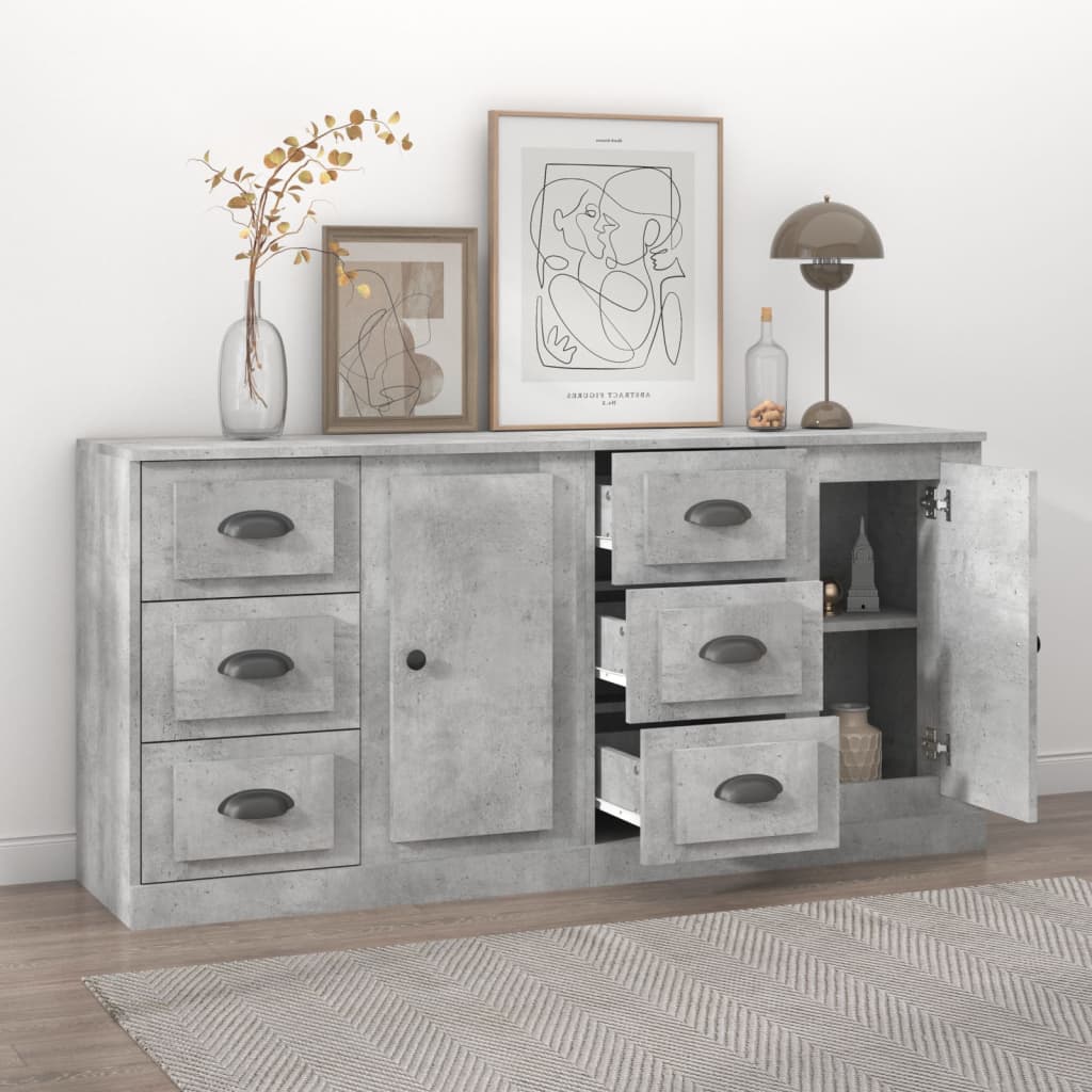 Credenze 2 pz Grigio Cemento in Legno Multistrato 3185227