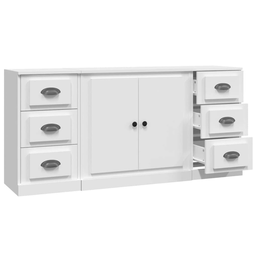 Credenze 3 pz Bianco in Legno Multistrato 3185231