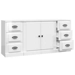 Credenze 3 pz Bianco Lucido in Legno Multistrato 3185233