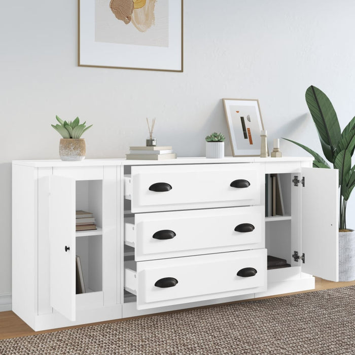 Credenze 3 pz Bianco in Legno Multistrato 3185247