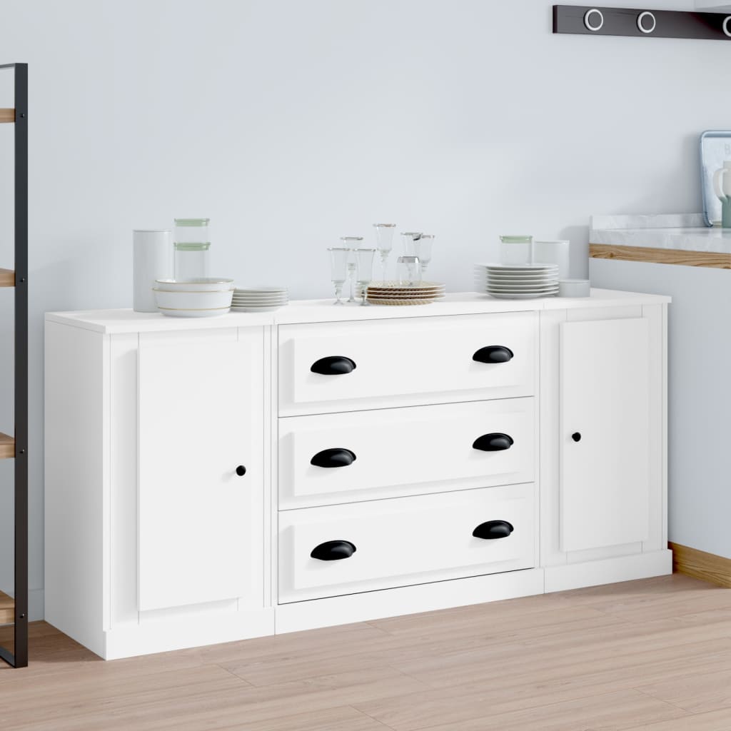 Credenze 3 pz Bianco in Legno Multistrato 3185247