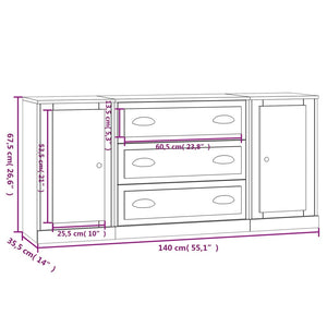 Credenze 3 pz Bianco Lucido in Legno Multistrato 3185249