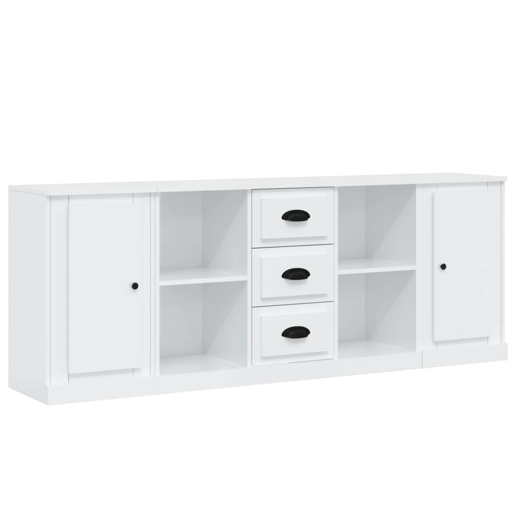 Credenze 3 pz Bianco Lucido in Legno Multistrato 3185257