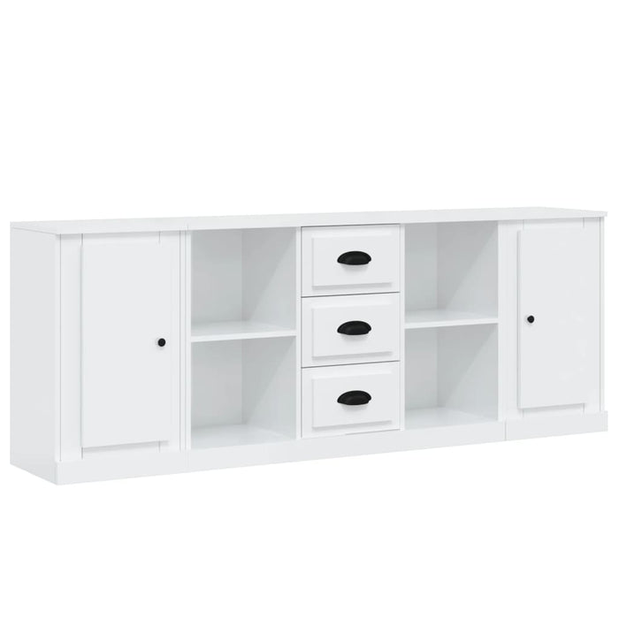 Credenze 3 pz Bianco Lucido in Legno Multistrato 3185257