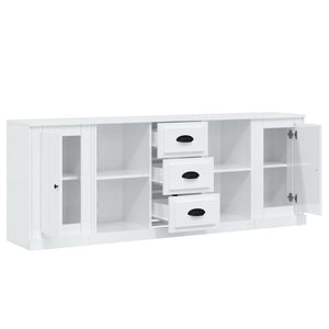 Credenze 3 pz Bianco Lucido in Legno Multistrato 3185257