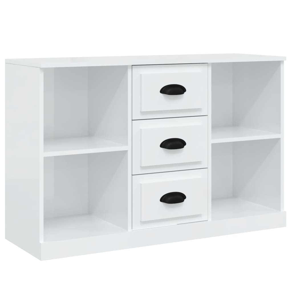 Credenze 3 pz Bianco Lucido in Legno Multistrato 3185257