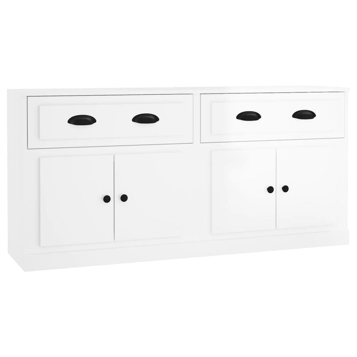 Credenze 2 pz Bianco Lucido in Legno Multistratocod mxl 125493