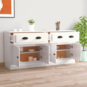 Credenze 2 pz Bianco Lucido in Legno Multistratocod mxl 125493