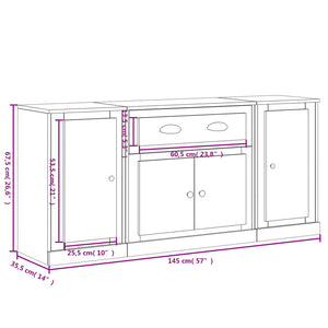 Credenze 3 pz Bianco in Legno Multistrato 3185271