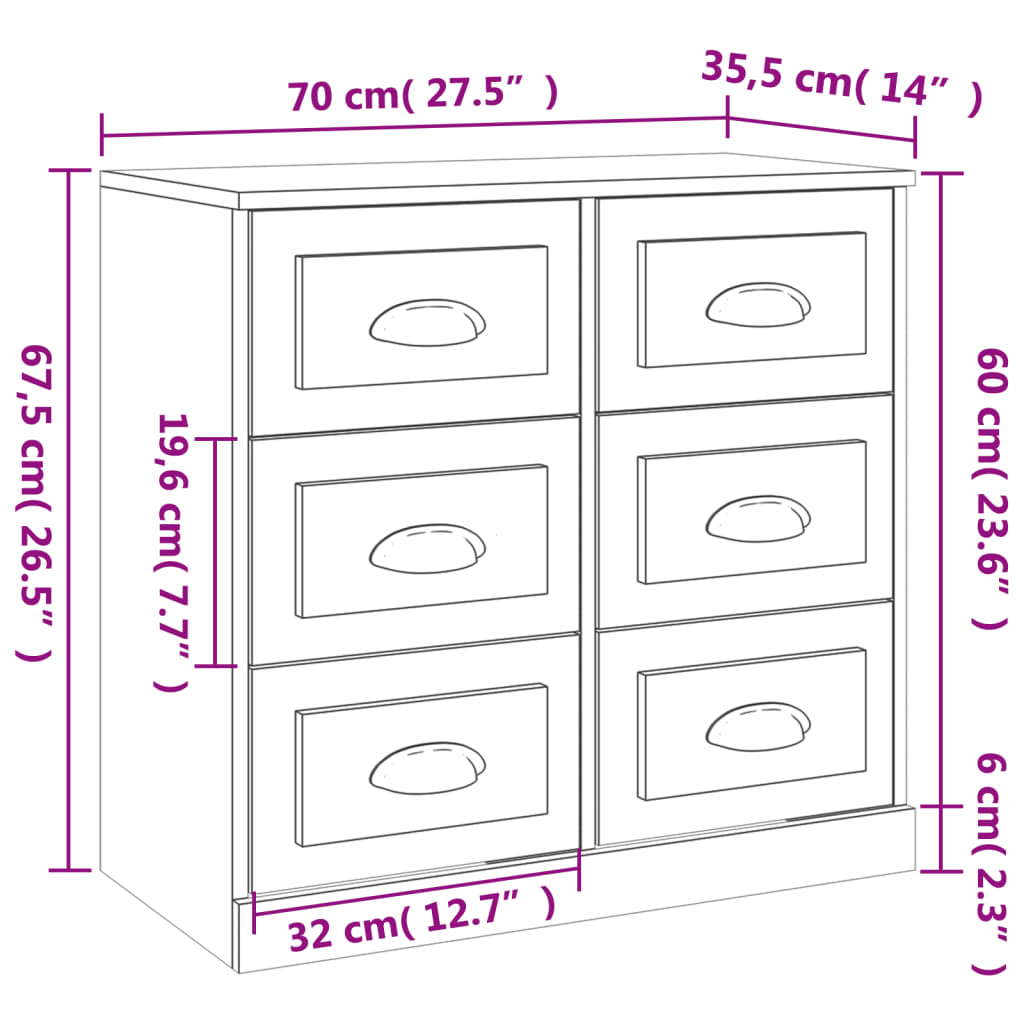 Credenze 2 pz Nere in Legno Multistrato 3185280