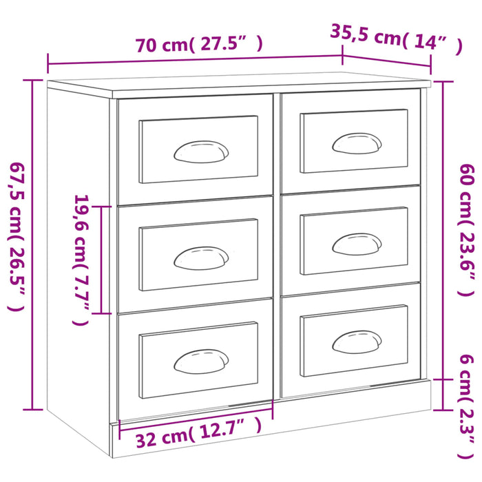 Credenze 2 pz Nere in Legno Multistrato 3185280