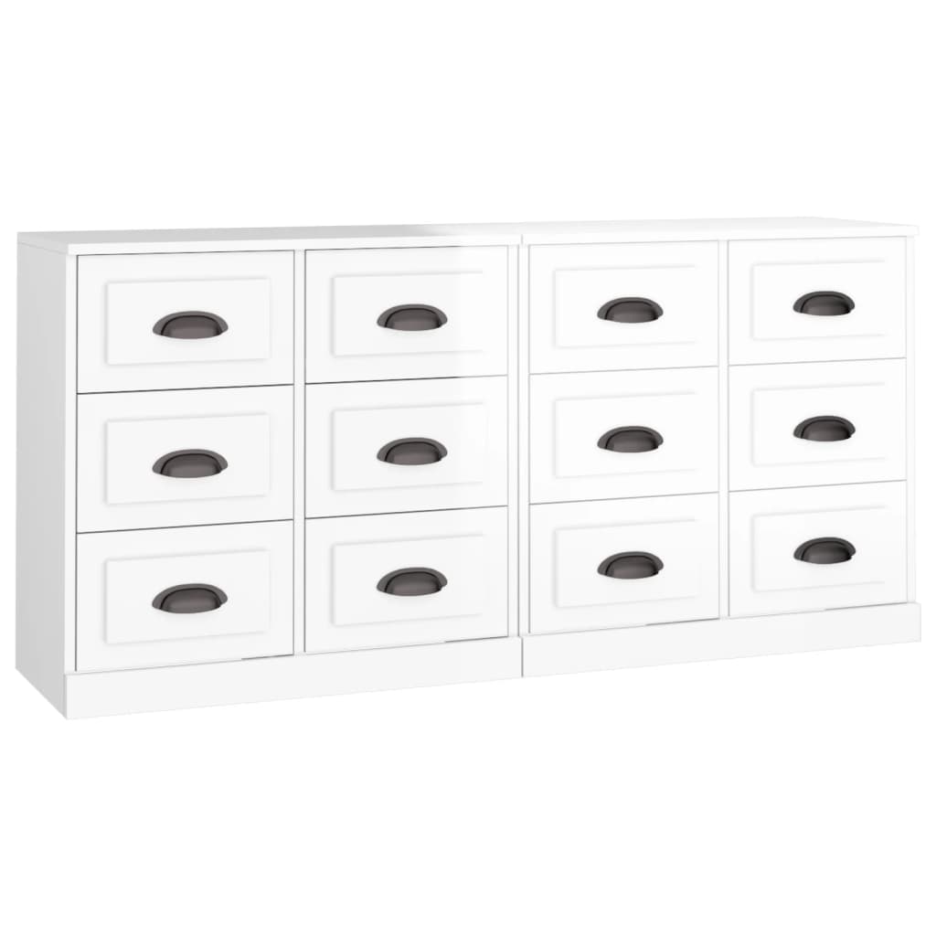 Credenze 2 pz Bianco Lucido in Legno Multistrato 3185281