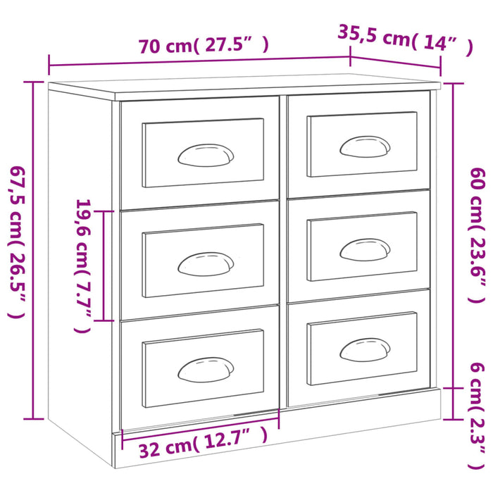 Credenze 2 pz Grigio Cemento in Legno Multistrato 3185283