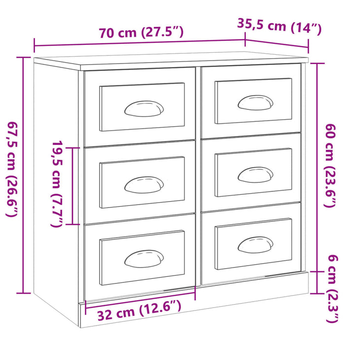 Credenze 3 pz Rovere Fumo in Legno Multistrato 3185292