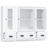 Credenze 3 pz Bianco Lucido in Legno Multistrato 3185297