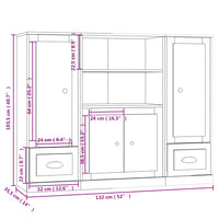 Credenze 3 pz Bianche in Legno Multistrato 3185311