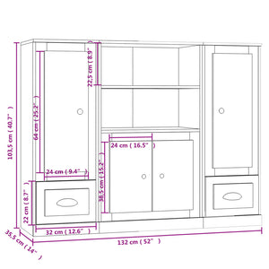 Credenze 3 pz Rovere Marrone in Legno Multistrato 3185318