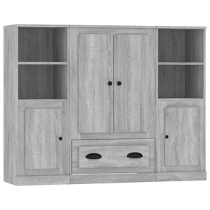 Credenze 3 pz Grigio Sonoma in Legno Multistrato 3185325