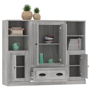 Credenze 3 pz Grigio Sonoma in Legno Multistrato 3185325