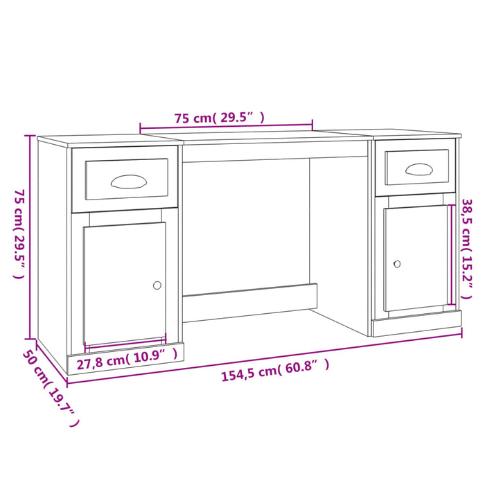 Scrivania con Armadietto Rovere Fumo in Legno Multistrato 3185332