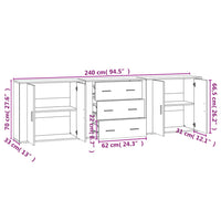 Credenze 3 pz Rovere Sonoma in Legno Multistrato 3185402