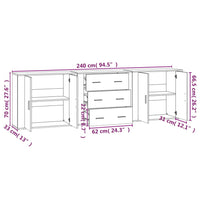 Credenze 3 pz Rovere Marrone in Legno Multistrato 3185406