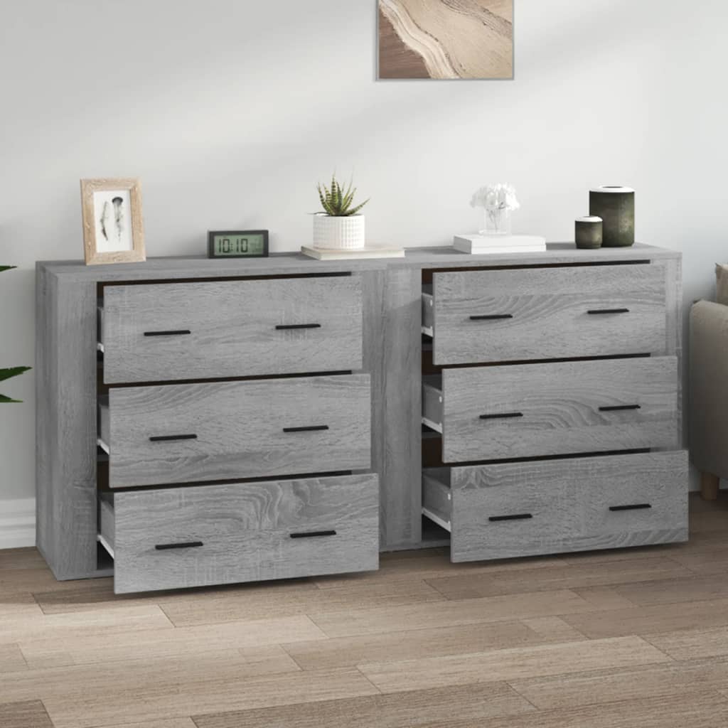 Credenze 2 pz Grigio Sonoma in Legno Multistratocod mxl 125252