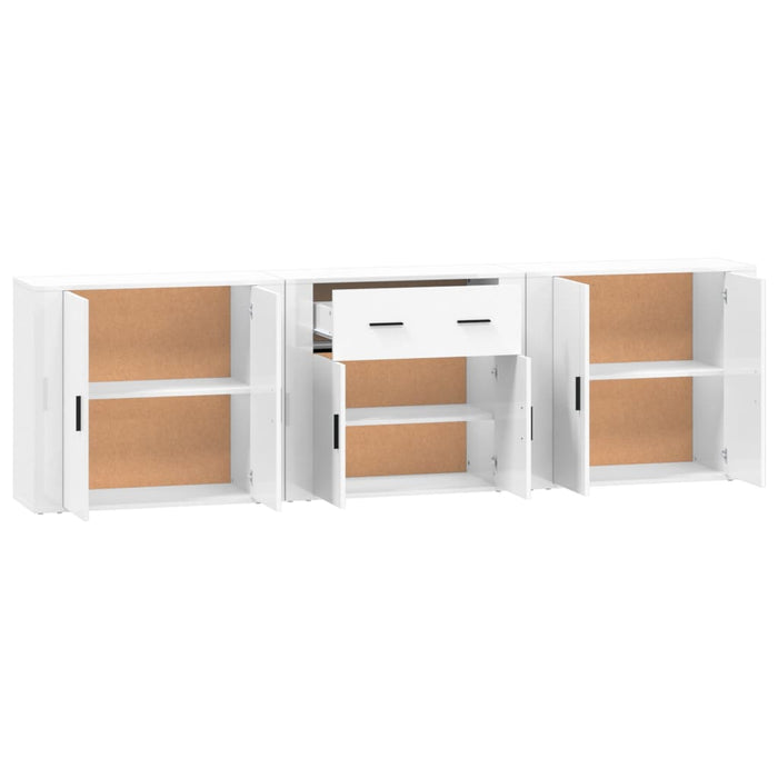 Credenze 3 pz Bianco in Legno Multistrato 3185415