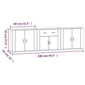 Credenze 3 pz Bianco in Legno Multistrato 3185415