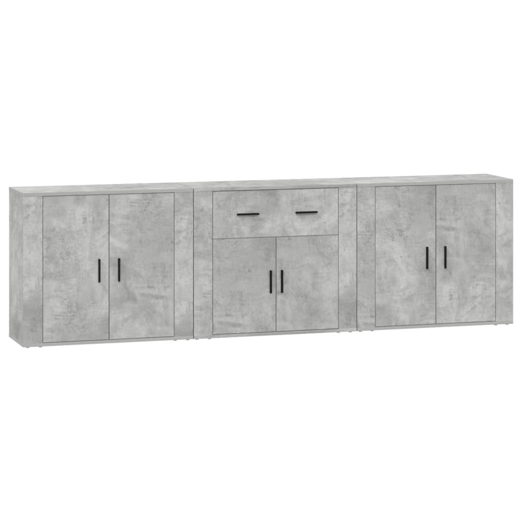 Credenze 3 pz Grigio Cemento in Legno Multistrato 3185419